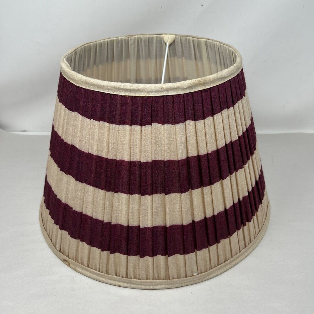 OKA Warna Silk Pleated Lampshade in Purple Stripes 9" T